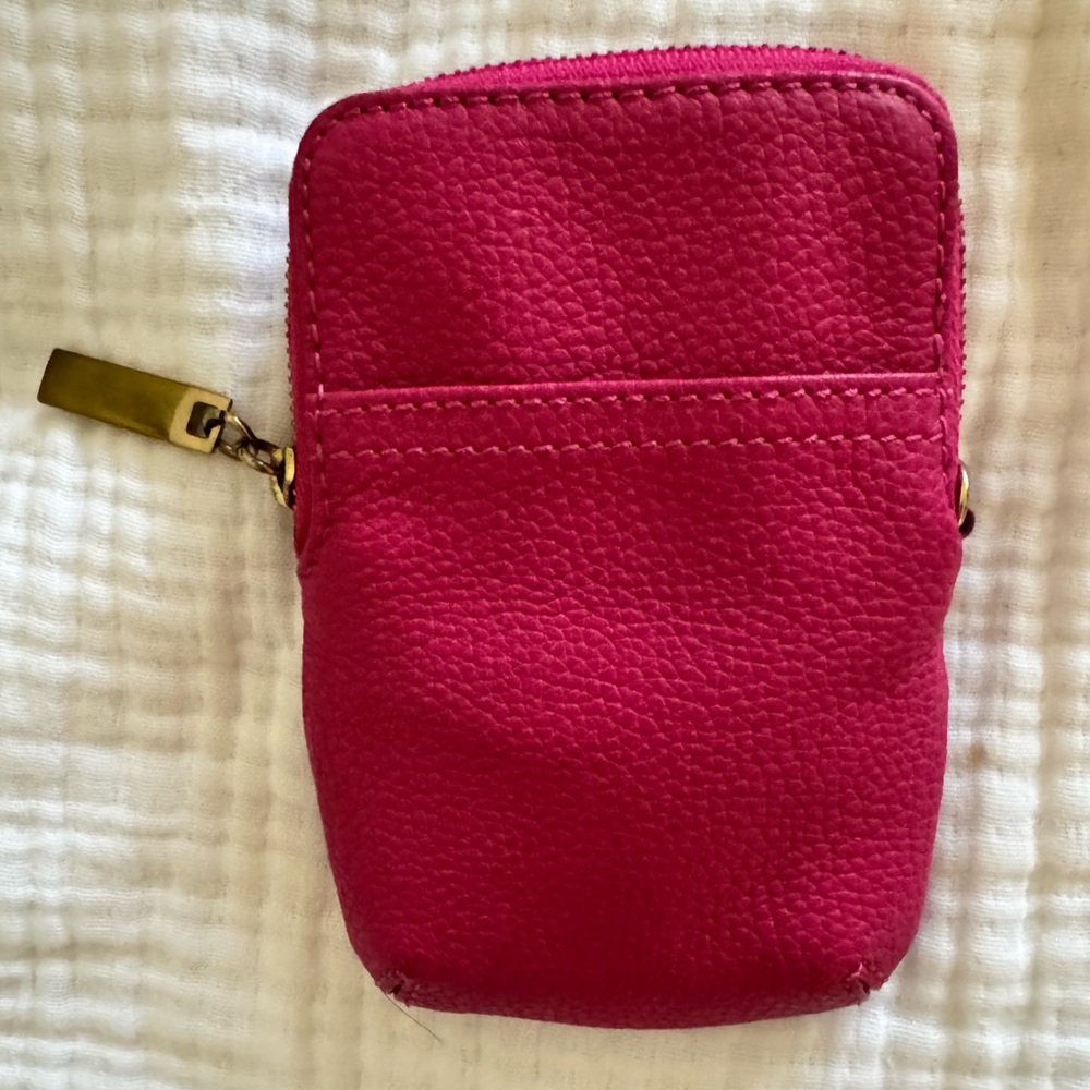 Vintage Lord & Taylor Leather Coin Pouch | Fuchsia Pink | Zip Closure